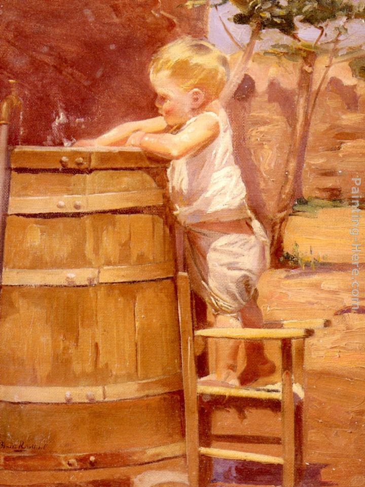 A Boy At A Water Barrel painting - Benito Rebolledo Correa A Boy At A Water Barrel art painting